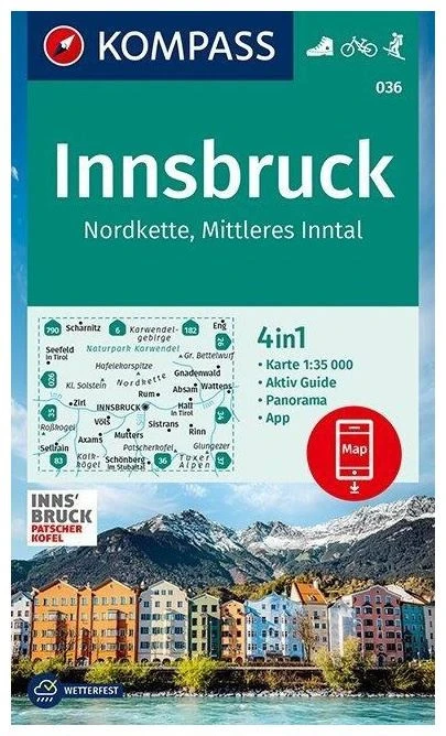 Kompass Wandelkaart 036 Innsbruck Und Umgebung 3 Kompass Wandelkaart 036 Innsbruck Und Umgebung