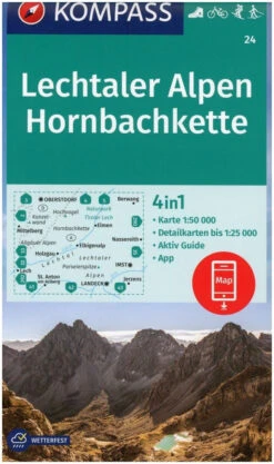 Kompass Wandelkaart 24 Lechtaler Alpen, Hornbachkette
