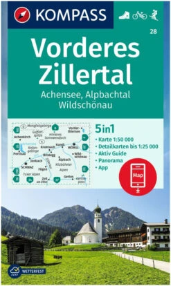 Kompass Wandelkaart 28 Vorderes Zillertal, Achensee, Alpbachtal, Wilds
