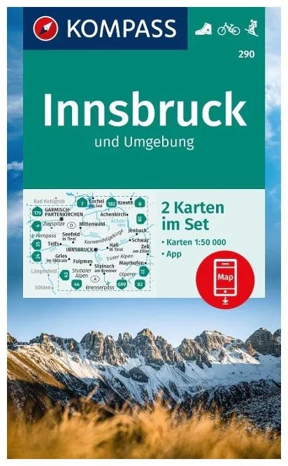Kompass Wandelkaart 290 Innsbruck Und Umgebung 3 Kompass Wandelkaart 290 Innsbruck Und Umgebung