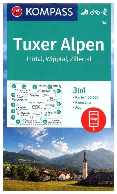 Kompass Wandelkaart 34 Tuxer Alpen 3 Kompass Wandelkaart 34 Tuxer Alpen
