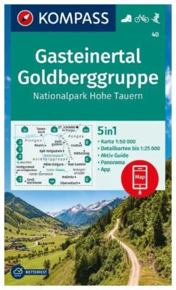 Kompass Wandelkaart 40 Gasteiner Tal, Goldberggruppe
