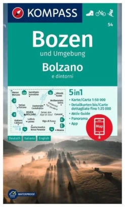 Kompass Wandelkaart 54 Bozen/Bolzano Und Umgebung