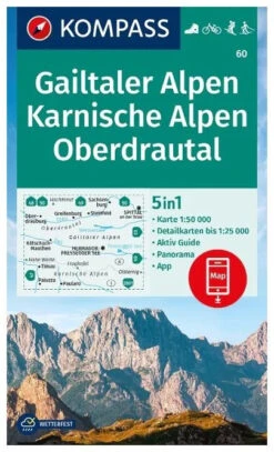 Kompass Wandelkaart 60 Gailtaler Alpen, Karnische Alpen, Oberdrautal