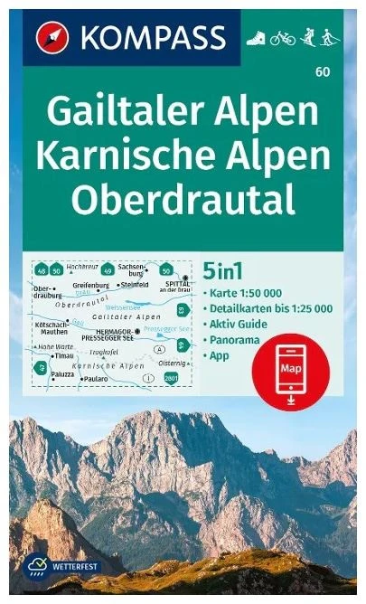 Kompass Wandelkaart 60 Gailtaler Alpen, Karnische Alpen, Oberdrautal 3 Kompass Wandelkaart 60 Gailtaler Alpen, Karnische Alpen, Oberdrautal